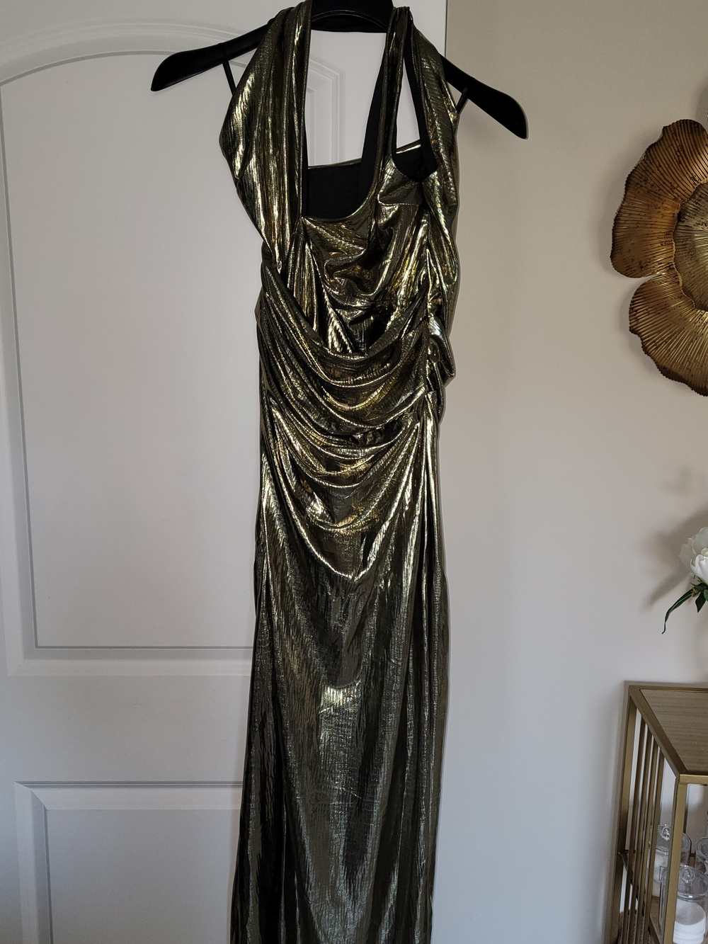 JLUXLABEL One-Shoulder Metallic Gold Evening Gown - Picture 3 of 3